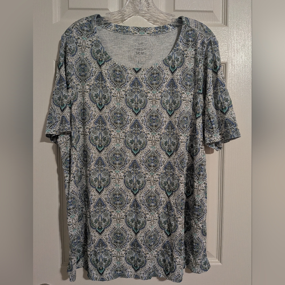 J. Jill XL Pima Slub Scoop Neck Side Slit Tee 100% Pima Cotton